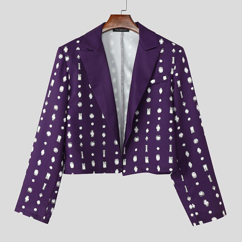 

INCERUN Мужские короткие кардиганы с открытым передом и длинным рукавом с принтом 5XL фиолетовый