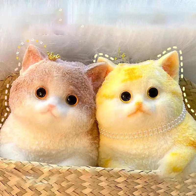 Non-Toxic Cute Big Cat Taba Squishy Silicone Fuzzy Super Big Plush Cat Handmade Kitten Squeeze Toy Mochi Toy Hand Relax Antistress Gift