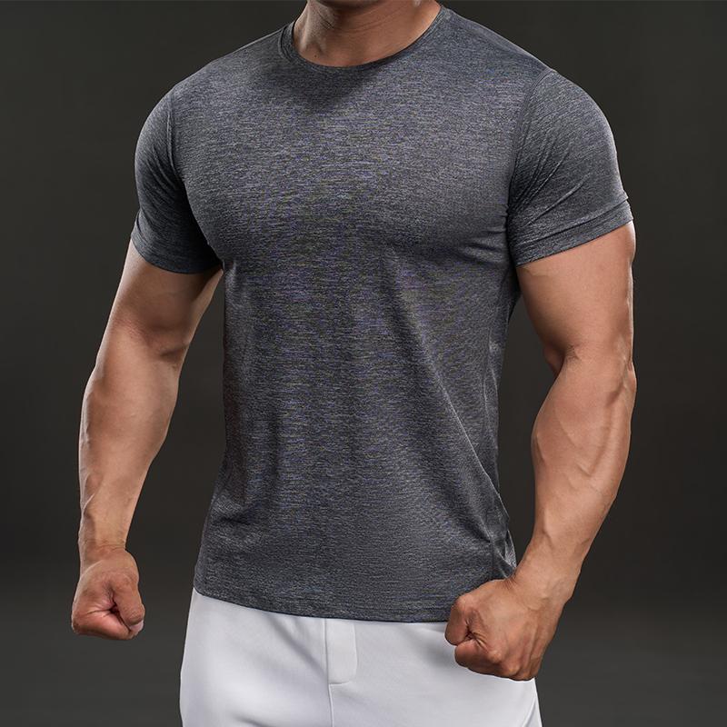 Casual High Street Quick-drying Short-sleeved T-shirts Fashionable Sports Slim Elastic Fitness Outdoor T-shirts