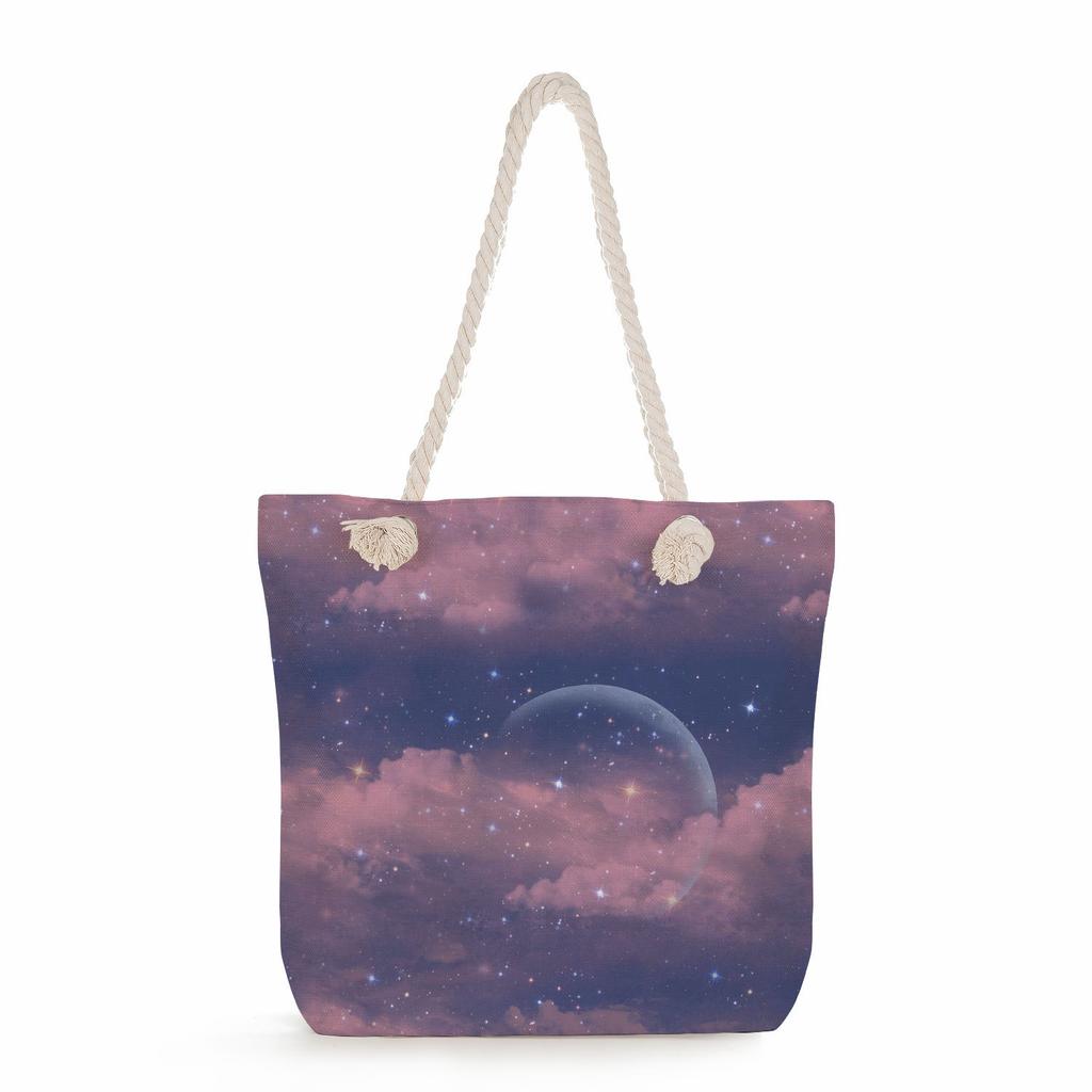 Starry Sky Print Thick Rope Single-shoulder Beach Bag 7229 CLE