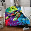 Vibrant Sea Turtle Art Throw Customizable Blanket Personalized Name Comfortable Suitable For Sofa Couch Office Bed Picnics Four Seasons Universal Cozy