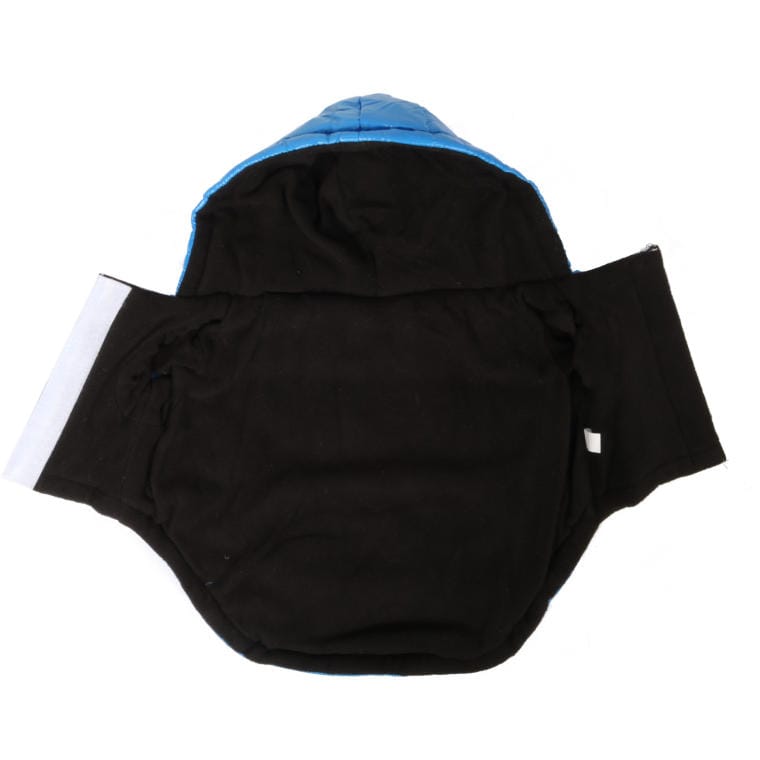 Winter Jacket for Medium Dogs Size L with Fleece Lining and Pocket, Black and Blue, Waterproof