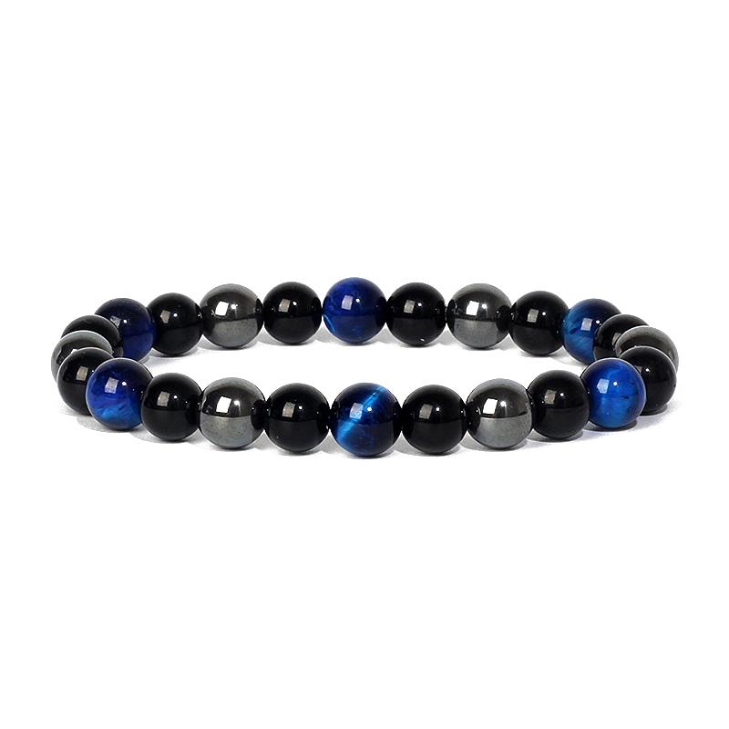 Facted Obsidian Hematite Tiger Eye Bracelets for Magnetic Health Protection Soul Jewelry Nature Stone Beads Bracelet Men Pulsera