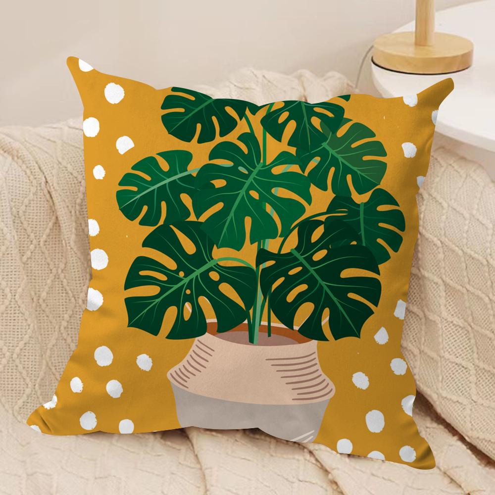 Botanical House Cushion Cover Soft Plush Fabric DoubleSided Printed Sofa Cushion Cover for All Seasons Home Decor Gift