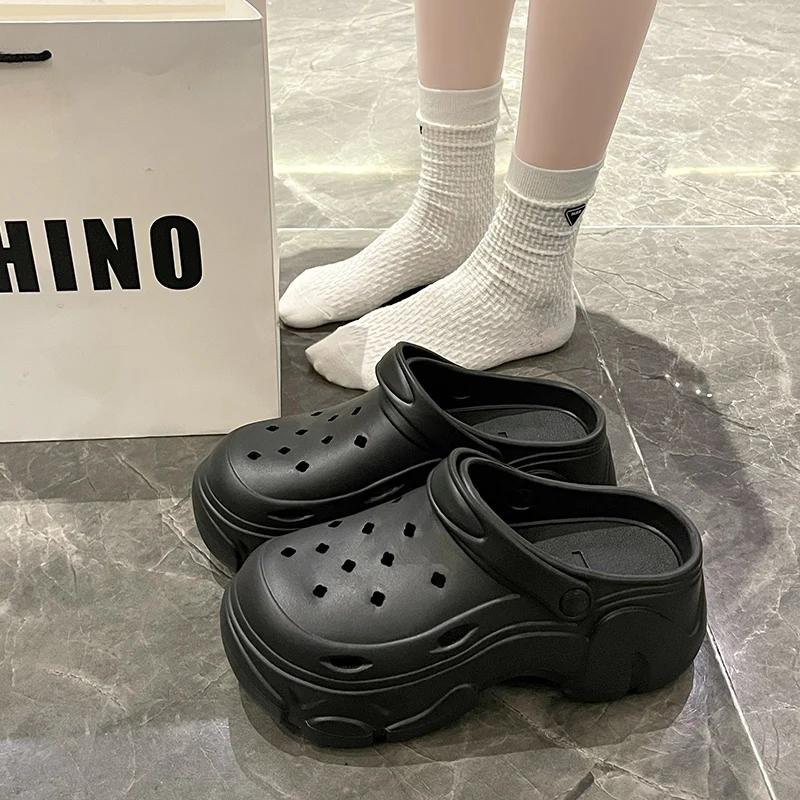 Fashion Women's Shoes 7cm Platform Sandals Casual Korean-style High Quality Garden Shoe Unique Non-slip Beach Shoes Hole Sneakers