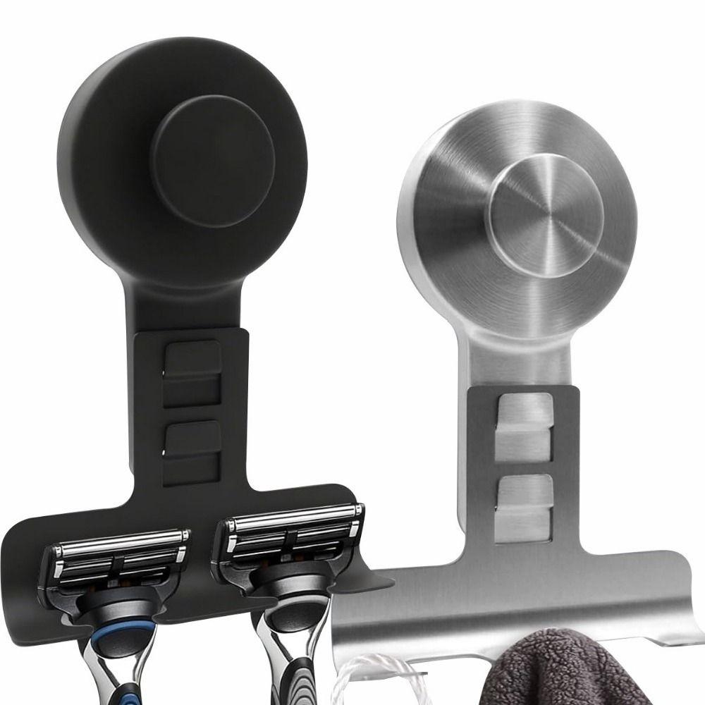 No drilling Shaver Storage Rack Wall Mounted Shower Wall Hook Suction Cup Shaver Holder  Bathroom