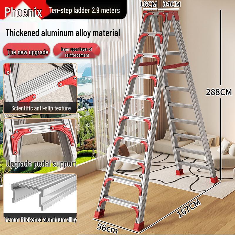 Aluminum Multifunctional Telescopic Folding Ladder: Portable, A-Frame, Household & Engineering Use