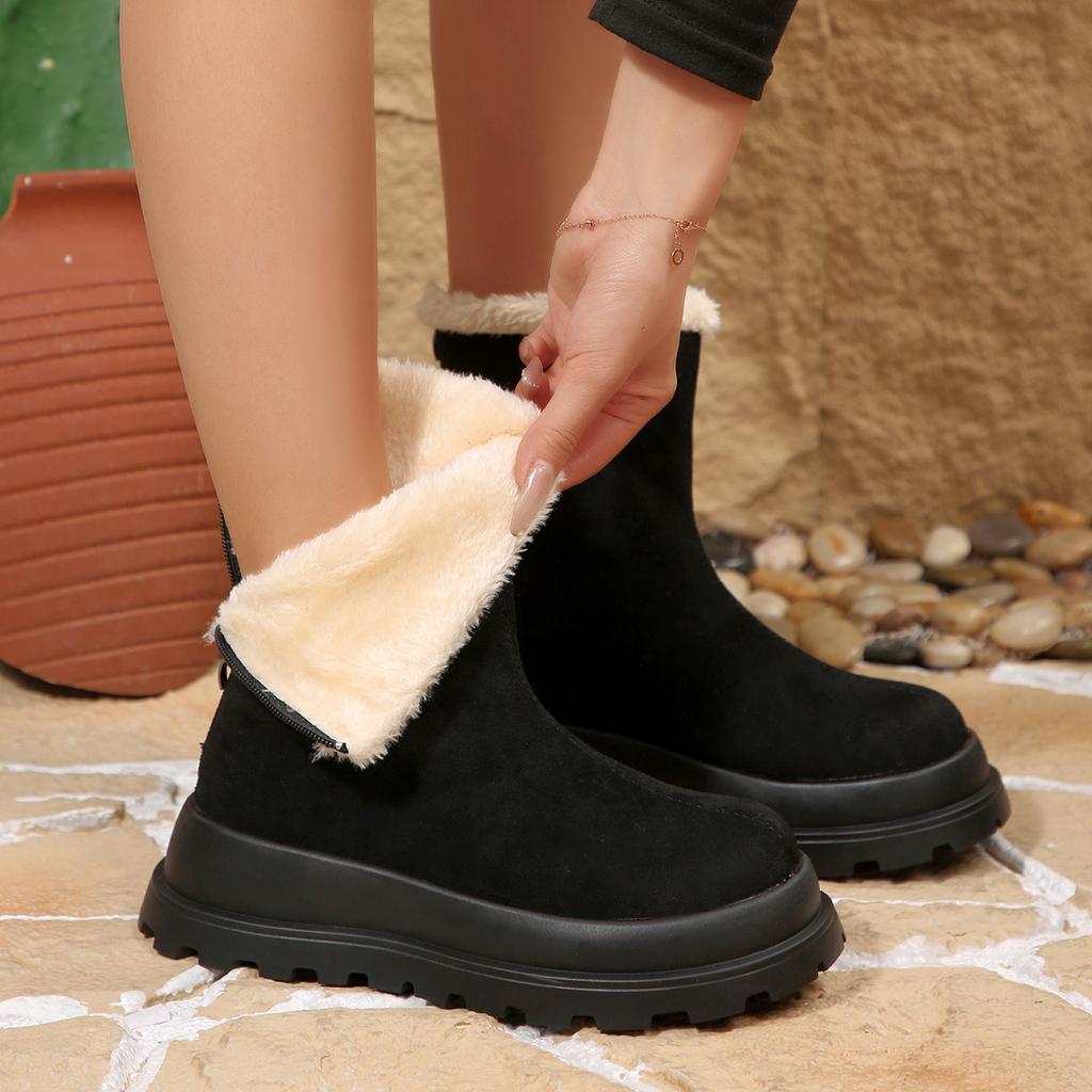 Women Ankle Boots Korean Style Warm Cotton Shoes for Women New Thickened Fluff Outdoor ShoesThick Bottom Snow Boots Women
