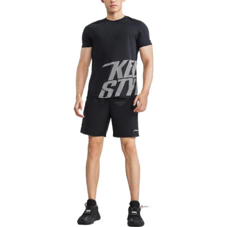 Li Ning Leichte Schnelltrocknende Fitness Laufshorts Herrenshorts Schwarz AKSP831-2
