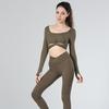 European & American Autumn Yoga Wear: Long Sleeve, Skin-Friendly, Comfortable, Sexy Fit with Chest Pads for Women