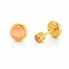 Birthstone Stud Earring for Women,18k Gold Plated Stainless Steel Cat Eye Stone Flat Back, Dainty Everyday Jewelry
