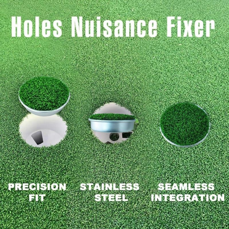 Golf Putting Cup and Grass Style Cover Set for Backyard Practice, Round Cup with Removable Cap and 3-Hole Base Design