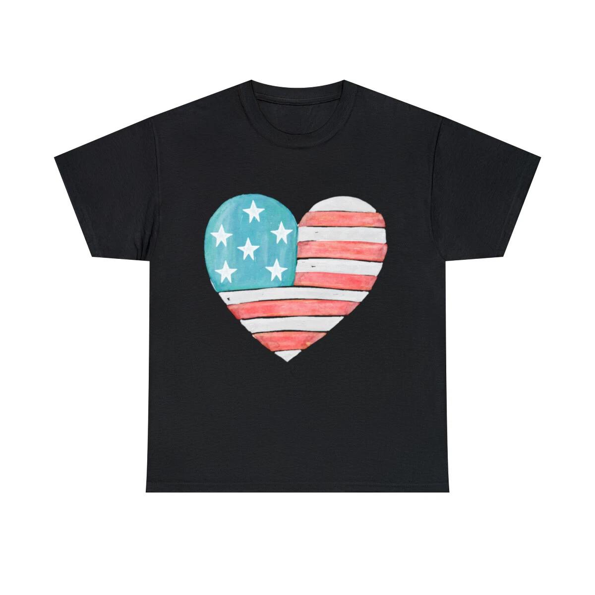 Patriotic I Love The Usa Flag Graphic Tee Shirt, S-5XL L