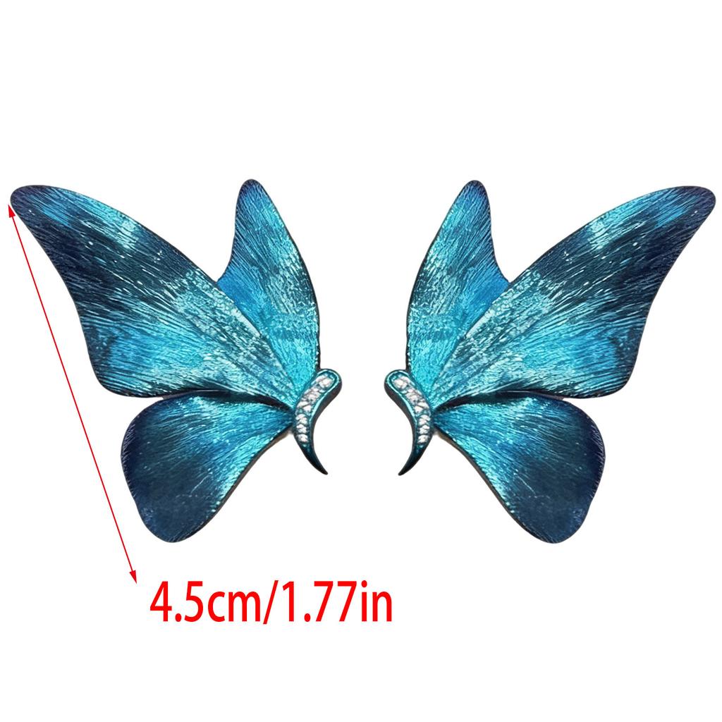Butterfly Studs Earrings with Sparkling Rhinestones Alloy Lightweight Accessory For Casual And Formal Outfits