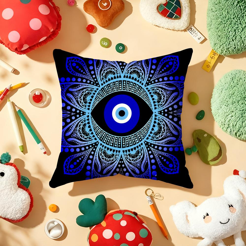 Eye Evil Blue Cushion Cover Soft Short Plush DoubleSided Printing Home Decor Machine Washable Pillow Case Gift