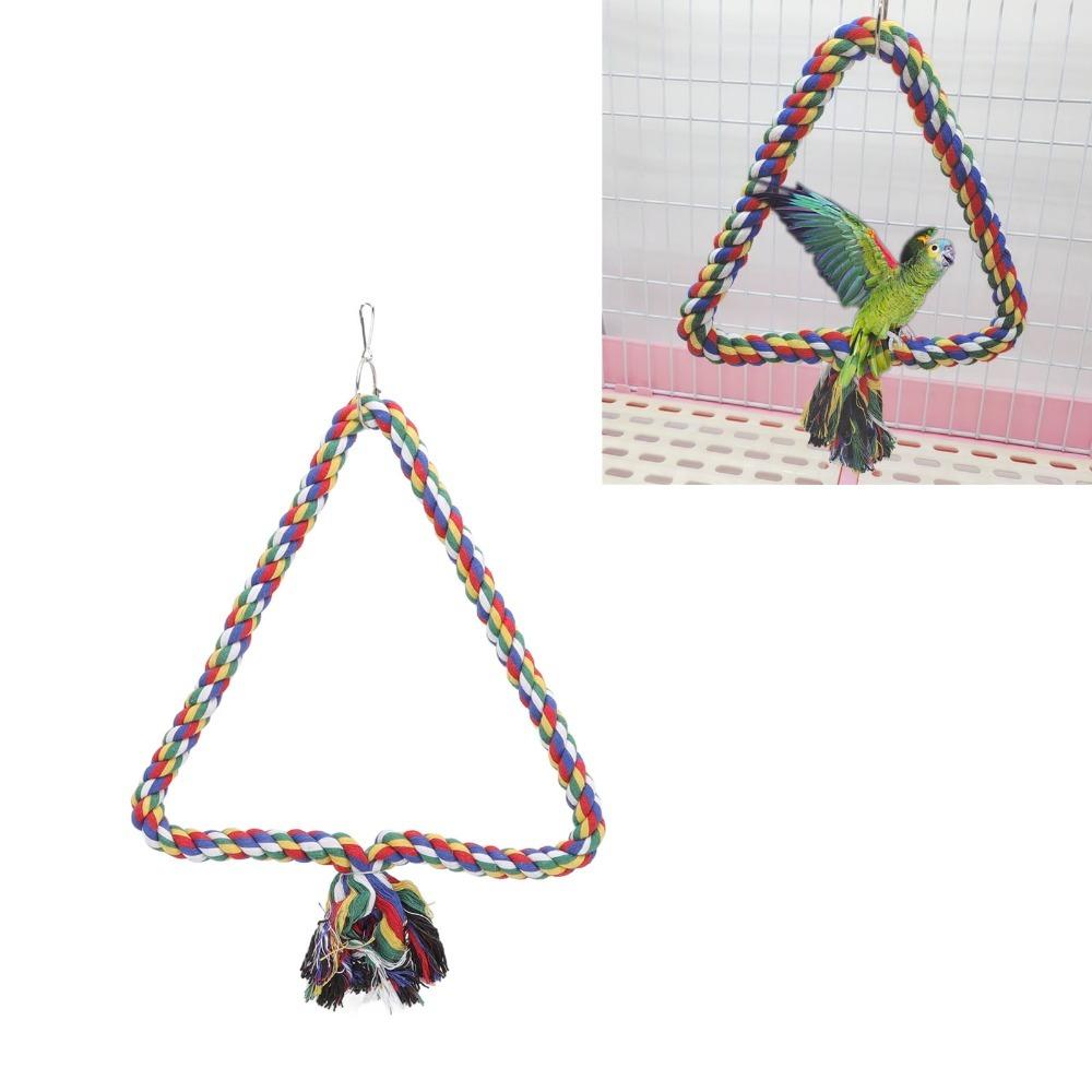 Chewing Design Rope Perch Stand Triangular Shape Colorful Parrot Toy Bird Swing Toy  For Parakeets