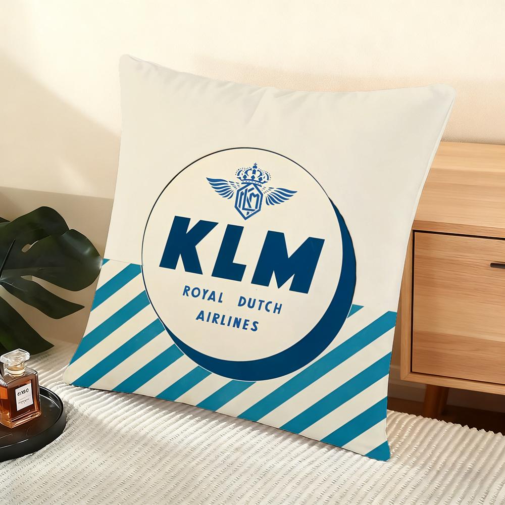 Kim R-Royal Dutch Airlines Cushion Cover Soft Short Plush Pillow Cover Smooth Cozy Texture Aesthetic Cushion Case Home Decor
