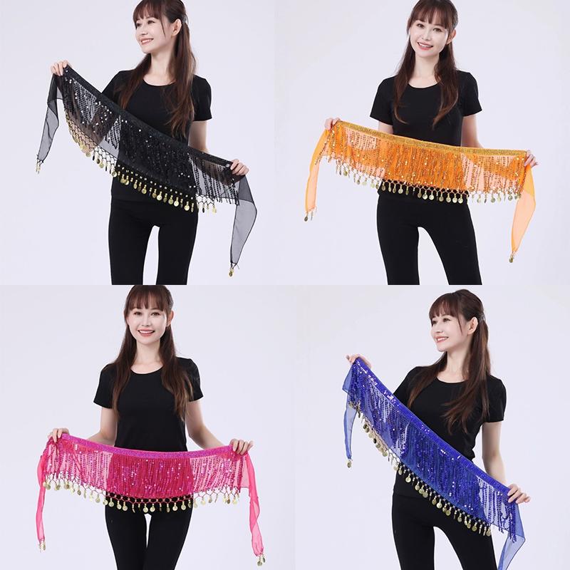 Belly Dance Waist Chain Boho Sequin Tassel Waist Belt Indian Dance Hip Scarf Jazz Dance Show Costumes With Dangling Sequins