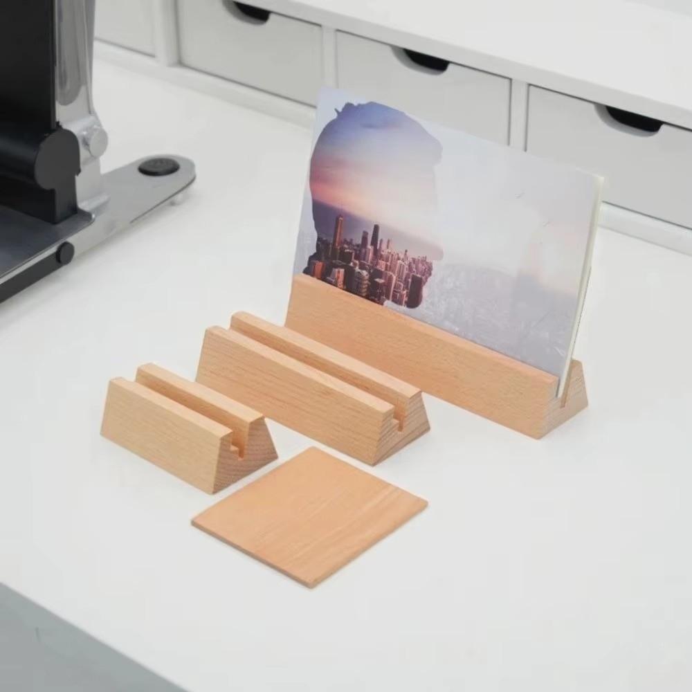 Wooden Wooden Calendar Base with Backboard Photo Card Holder Desk Calendar Stand Table Number