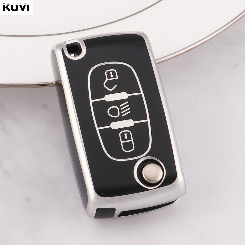 TPU Etui Klapka Pokrowiec na Kluczyk Samochodowy Dla Citroen C2 C3 C4 C5 C6 Xsara Berlingo Dla Peugeot 207 307 308 407 607 807 Ochraniacz Brelok