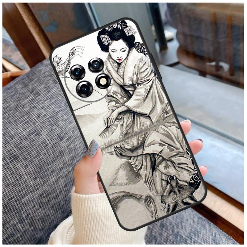 Japanese Geisha Case For OnePlus 13R 13T 12R 10R 10T 15 13 12 11 10 9 Pro Nord 5 CE 2 3 4 Lite N20 N30 Coque