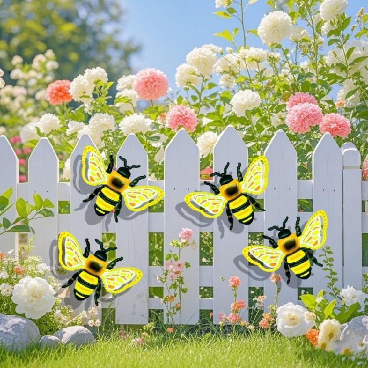 Iron Butterfly Honeybees Ladybugs Metal Wall Art Weather Proof Garden Homes Decors Handmade 3D Insect Sculpture