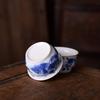 Chinese Handmade Kungfu Tea Cup 60 ml,Bone China Blue and White Tea Cups Set of 3,Ceramic Tea Mugs Without Handles,Best Gift