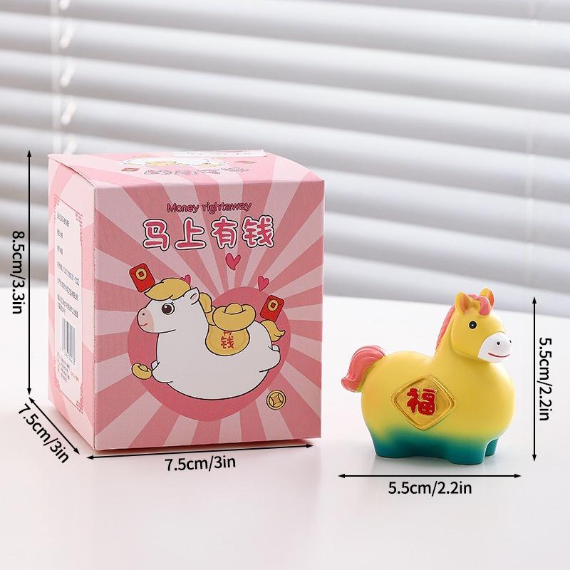 2026 New Year Resin Pony Decoration Ornament Mini Car Desktop Ornament New Year Birthday Blessing Gift Spring Festival Crafts
