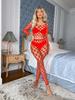 Sex underwear foreign trade fishnet socks onesie sexy temptation long sleeve plaid mesh w563