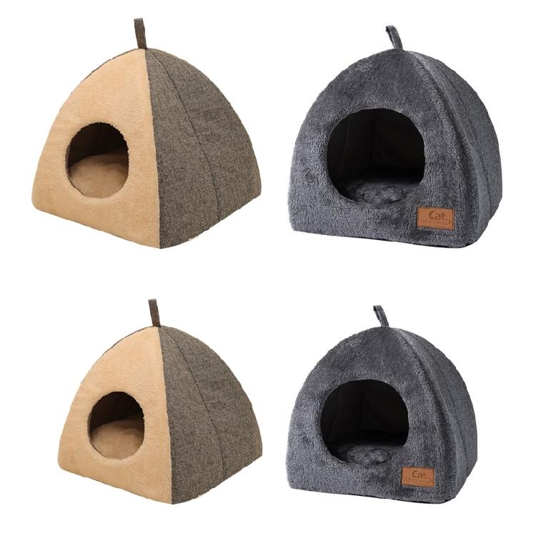 Teepee Shape Cat Cave Bed Pet Tent House Soft Cushion Anti-Slip Bottom