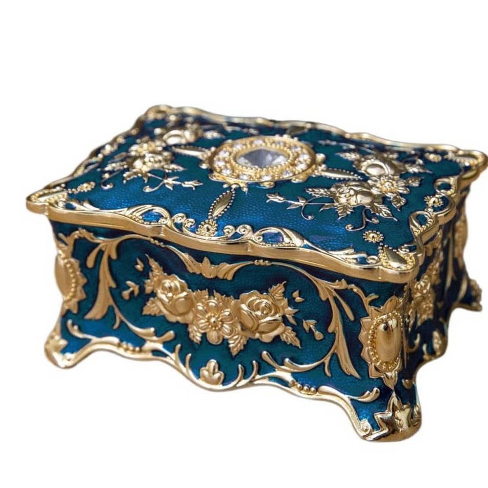 Metal High-end Necklace Ring Vintage Cosmetic Container Jewelry Box Storage Box Trinket Organizer