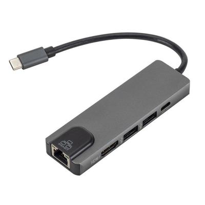 Hub Type-C 5 en 1: Port Gigabit, station d'accueil HD4K pour téléphones, ordinateurs portables et consoles