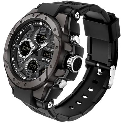 Findtime Relógio Digital Masculino com Relógio Analógico e Digital, À Prova d'Água, Relógio Militar, Cronômetro, Esportivo, Hora Dupla, Alarme Elegante, LED, Japonês