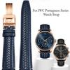 Breathable Sweatproof Effective Antibacterial Woven Style Genuine Cow Leather Watchband 20 22mm for IWC Portuguese Series Strap