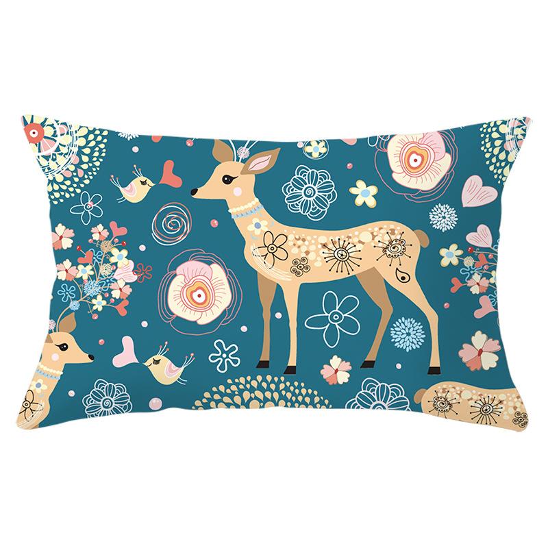 Christmas Series Peach Skin Waist Pillowcase Rectangular Sofa Cushion Cover Bedside Pillowcase Home
