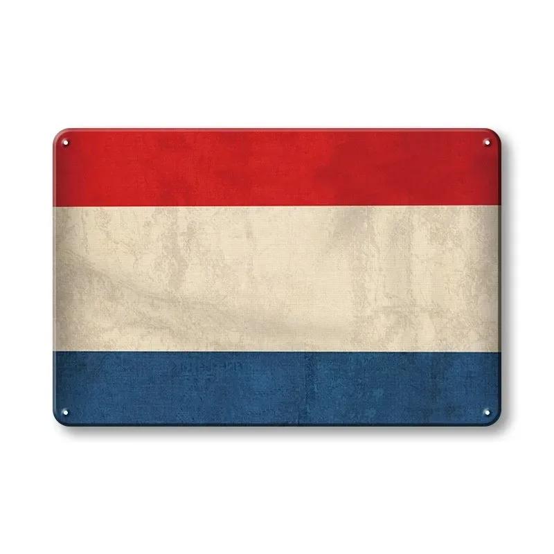 Rustic Antique International Countries Flag Metal Sign Retro Wall Art For Bar Garage Pub Man Cave Indoor Wall Decoration