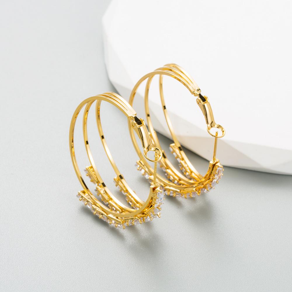 Dámské kruhové náušnice Titanové ocelové náušnice Zirkonové pokročilé univerzální kruhové náušnice