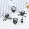 Vintage Gothic Metal Skull Head Cross Sword Brooches Ghost Head Badge Personalized Jewelry Pins for Women Men Party Accessory