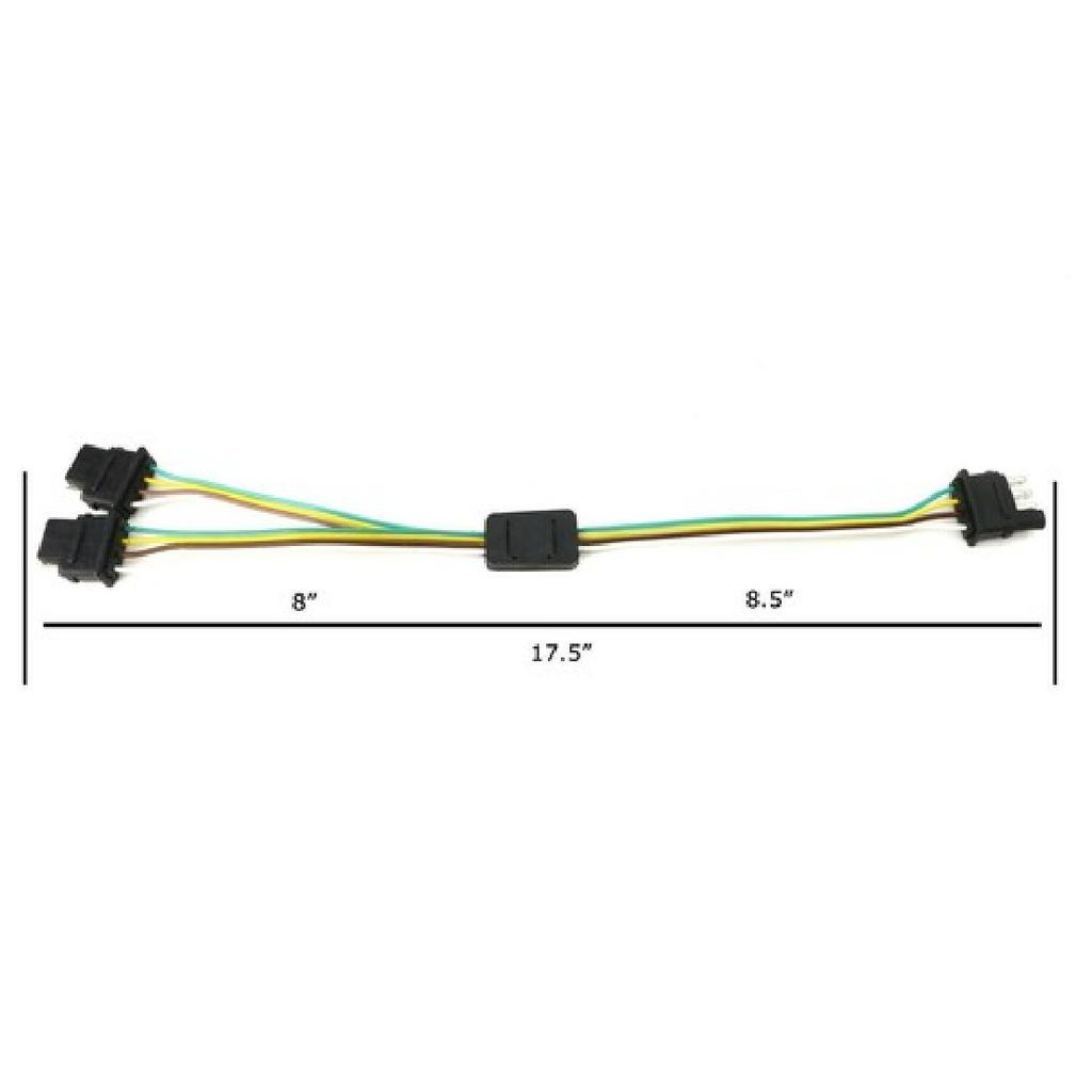 4-Way Flat Y-Splitter Dual Plug Adapter For LED Tailgate Light Bar or Trailer