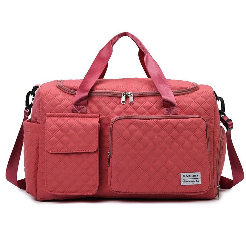 Resväska för utlandsresor: Rymlig, Lättviktig, Torr/Våt Separation, Skofack, Diamantrutigt Design.