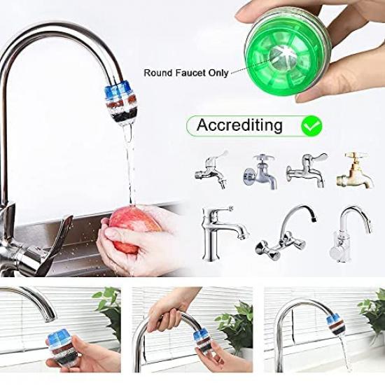 3 Pack Faucet Mount Filters,Faucet Water Filter Purifier Kitchen Tap Filtration Activated Carbon Removes Chlorine Fluoride Heavy Metals Hard Water