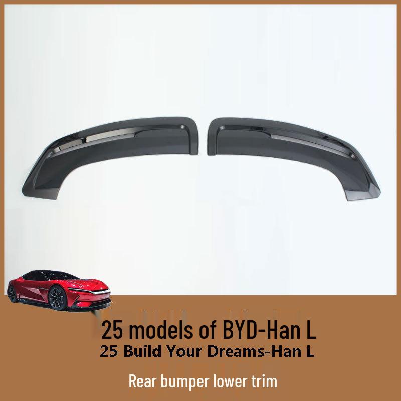 Fits 25 BYD Han L models: Rear Bumper Lower Trim & Protection Rear bumper lower trim (carbon fiber texture)