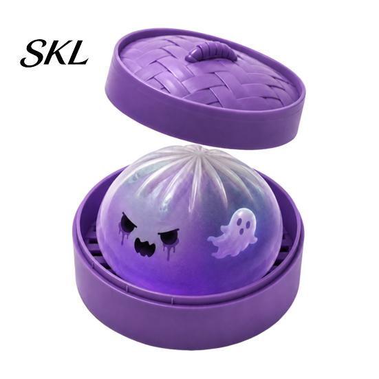 Safe Stress Ball Halloween Dumpling Relief Toy, Pumpkin Ghost Steamed Bun Squeeze Toy Sensory Fidget Party Favors Anxiety
