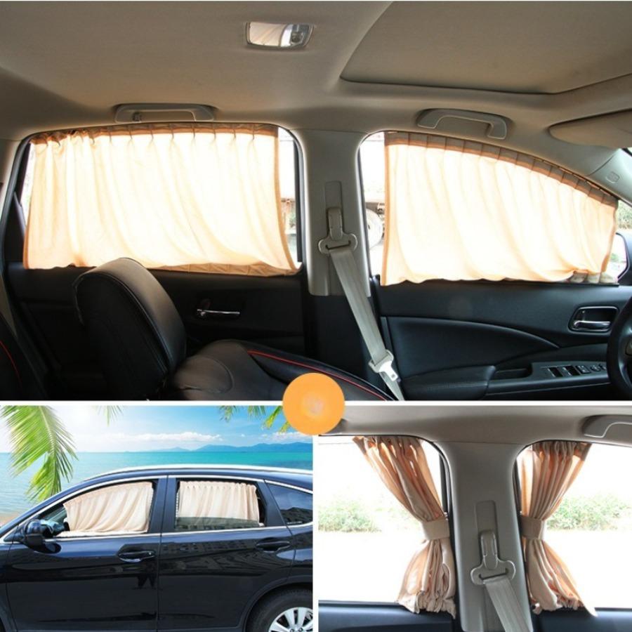 Retractable Fabric Car Curtains - Rail-Mounted Privacy & Sunshade Blinds for Vehicle Windows