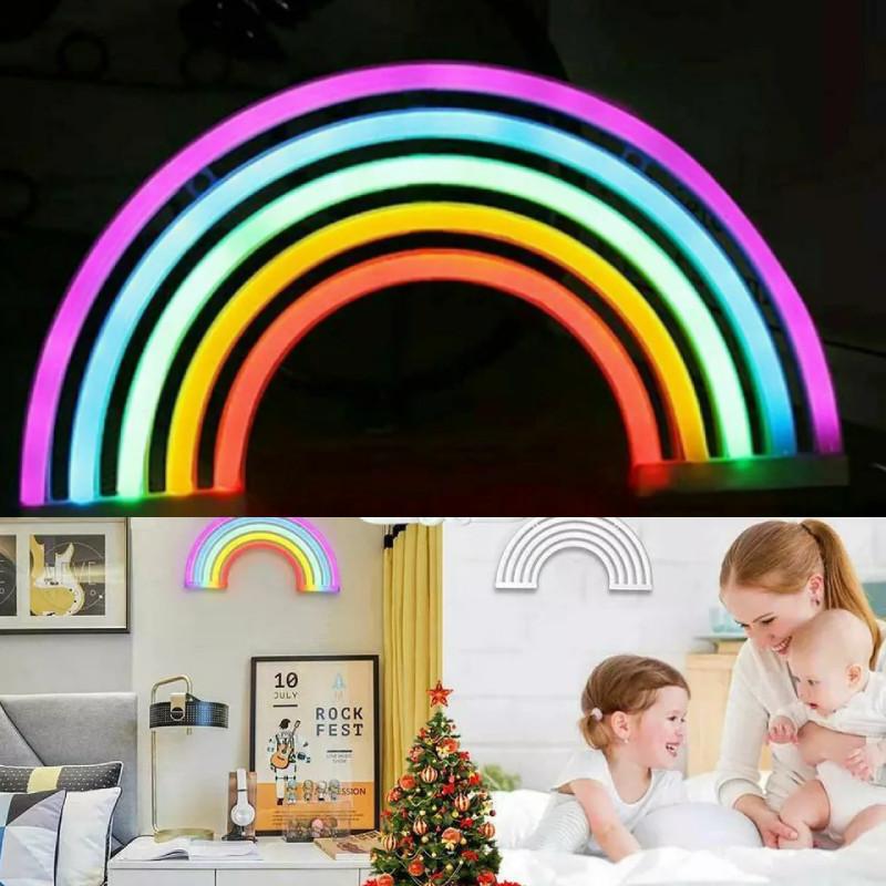 Led Colorful Rainbow Neon Sign Light Wall Hanging Night Lamp Bar Party Home