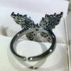 925 Sterling Silber Vintage Romantischer Schwarzgold Schmetterling Ring Verstellbar Antiker Ring Damen Eleganter Schmuck Party Geburtstagsgeschenk