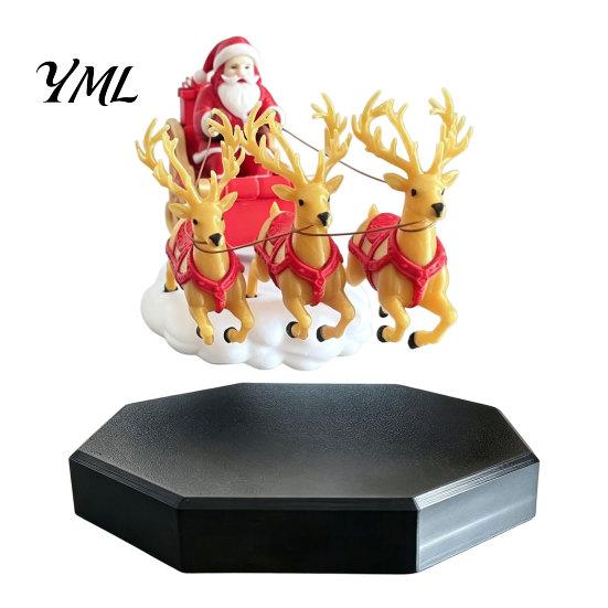 Desktop Holiday Display Floating Santa Sleigh, Flying Sleigh Magnetic Levitation Christmas Decorations, Maglev Claus Figure Tabletop Ornament