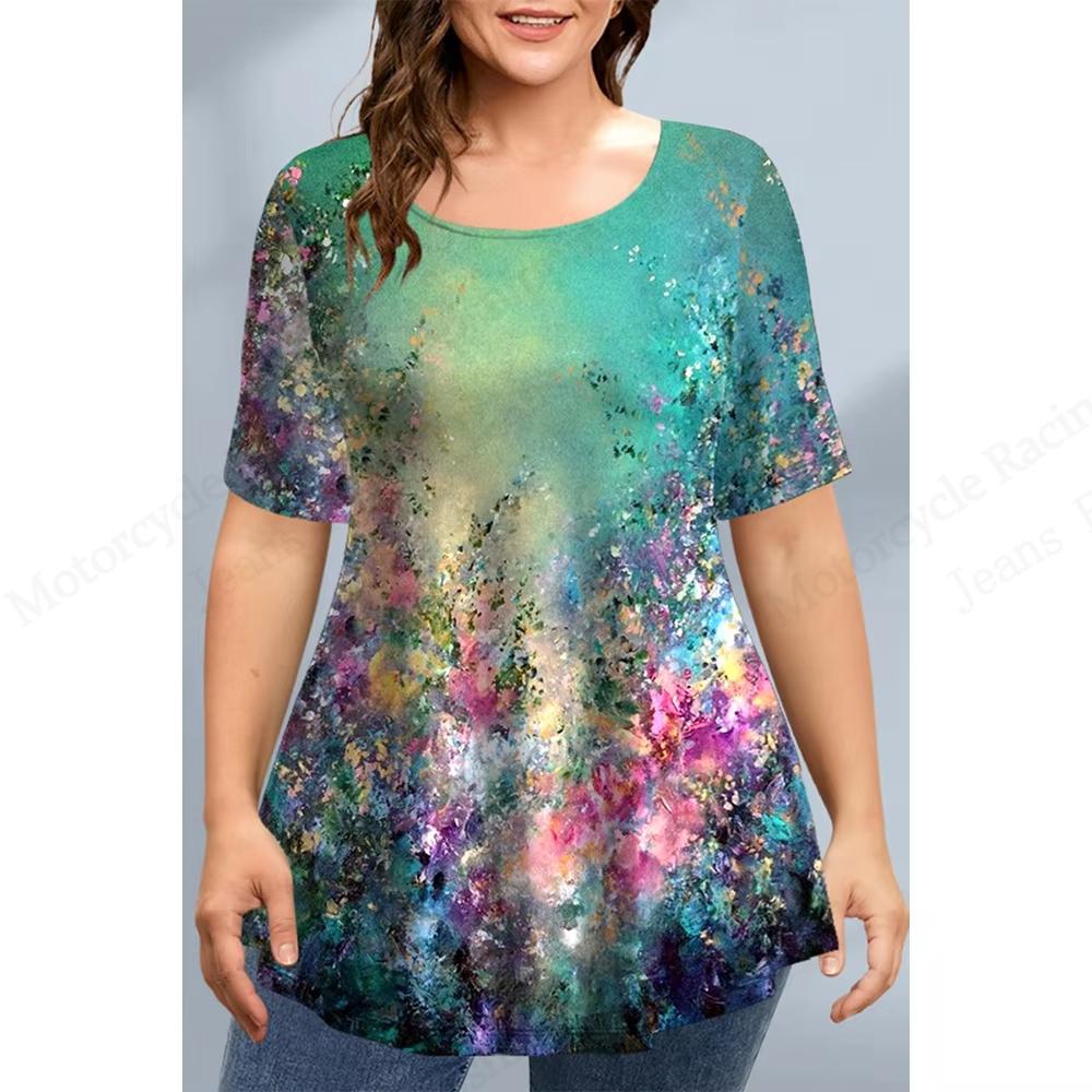 

New Women T-shirt 3D Floral Graphic Print Tshirt Women Fashion Casual Oversized Short Sleeve T Shirt Female Tops Tees Large Size XL