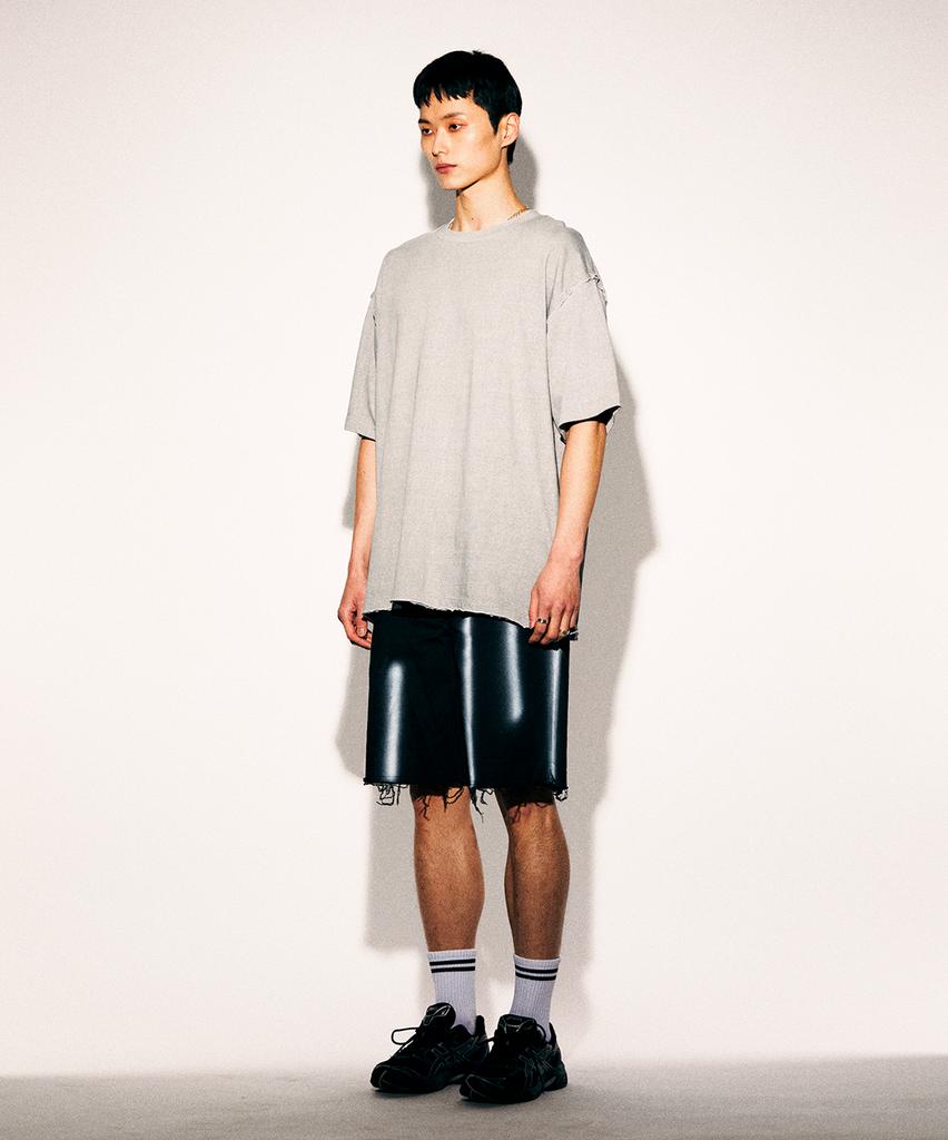 TONSIL Pigment Cutoff Short Sleeve T-Shirt Light Gray