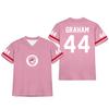 Women's V Neck Fashion Jersey Style Sport Top Short Sleeve Casual Loose Fit Pullover with Printed Number and Logo Design